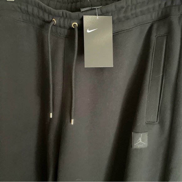 NWT Women Nike Jordan Fleece Sweatpants Flight Wide Leg Black XL Loose Fit Baggy - Picture 5 of 9